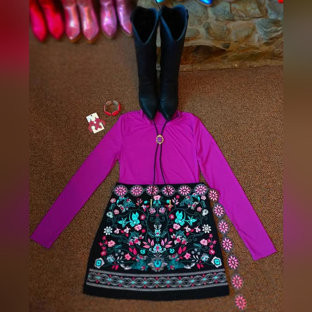 Women's floral skirt and crop top set